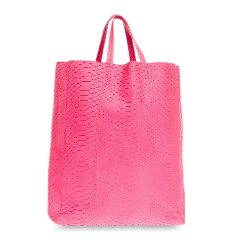 Celine Cabas Pink Leather Snakeskin Python Tote B… - image 1